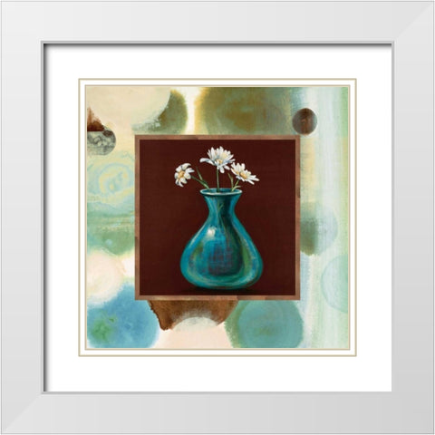 Daisies II White Modern Wood Framed Art Print with Double Matting by Werbelow, Selina