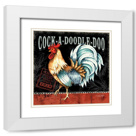 Cock-a-doodle-do White Modern Wood Framed Art Print with Double Matting by Wright, Sydney