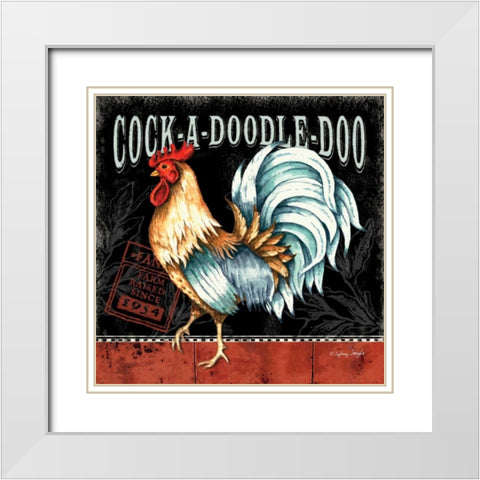 Cock-a-doodle-do White Modern Wood Framed Art Print with Double Matting by Wright, Sydney