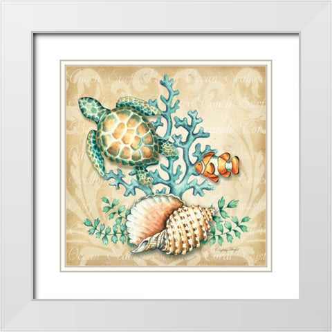 Sea Life I White Modern Wood Framed Art Print with Double Matting by Wright, Sydney