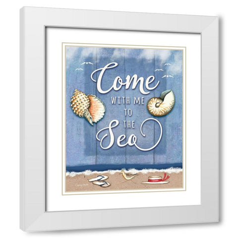 Come to the Sea White Modern Wood Framed Art Print with Double Matting by Wright, Sydney