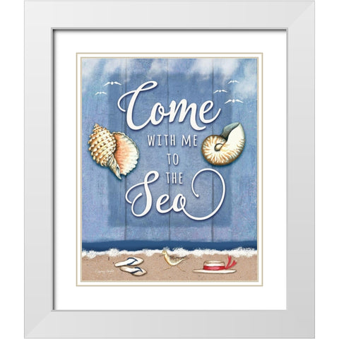 Come to the Sea White Modern Wood Framed Art Print with Double Matting by Wright, Sydney