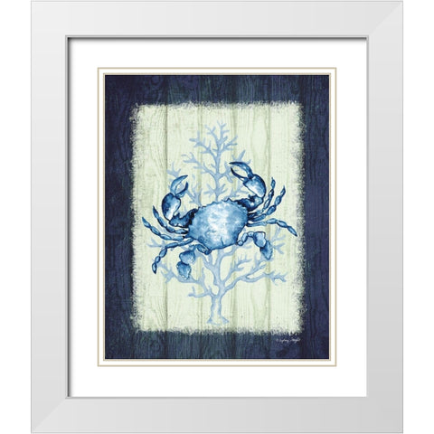 Crab White Modern Wood Framed Art Print with Double Matting by Wright, Sydney
