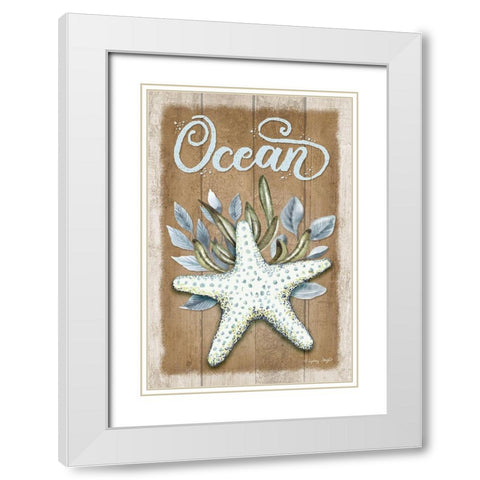 Ocean Starfish White Modern Wood Framed Art Print with Double Matting by Wright, Sydney