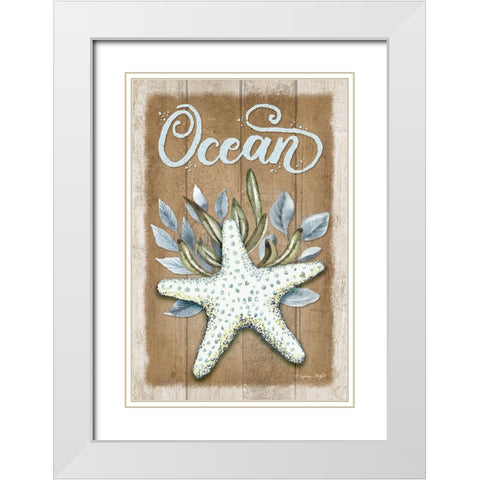 Ocean Starfish White Modern Wood Framed Art Print with Double Matting by Wright, Sydney