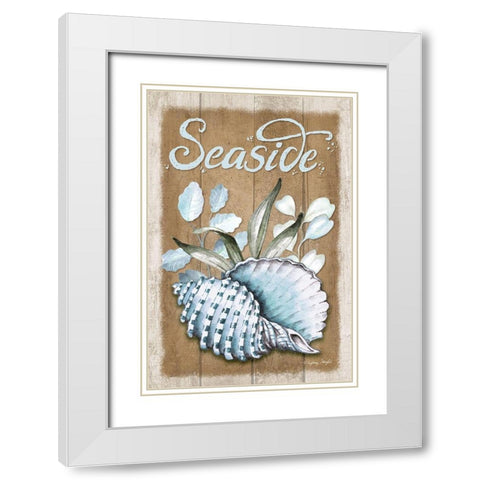 Seaside Conch White Modern Wood Framed Art Print with Double Matting by Wright, Sydney