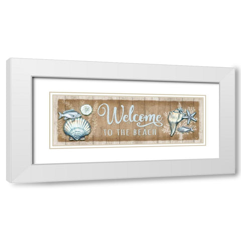 Welcome Seashells White Modern Wood Framed Art Print with Double Matting by Wright, Sydney