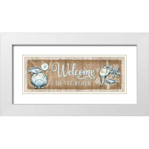 Welcome Seashells White Modern Wood Framed Art Print with Double Matting by Wright, Sydney