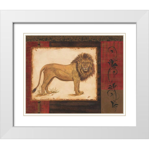 Savanna Lion White Modern Wood Framed Art Print with Double Matting by Wacaster, Linda