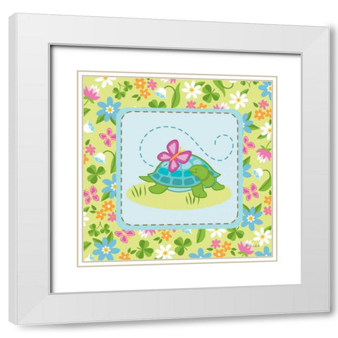 Meadow Turtle I White Modern Wood Framed Art Print with Double Matting by White, Betz