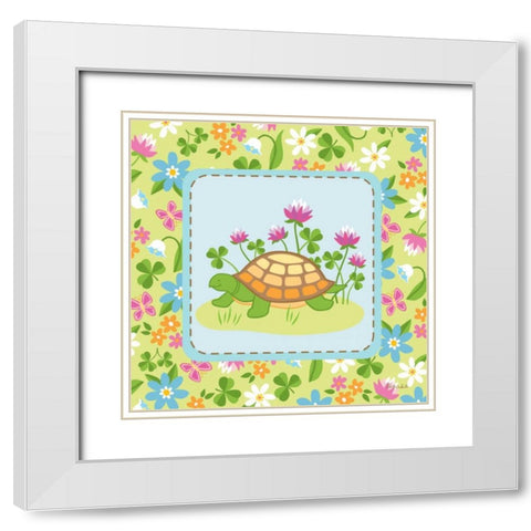 Meadow Turtle II White Modern Wood Framed Art Print with Double Matting by White, Betz