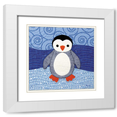 Penguin White Modern Wood Framed Art Print with Double Matting by White, Betz