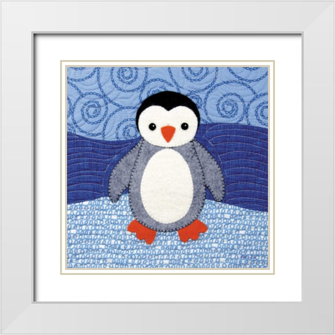 Penguin White Modern Wood Framed Art Print with Double Matting by White, Betz