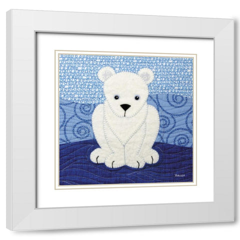 Polar Bear White Modern Wood Framed Art Print with Double Matting by White, Betz