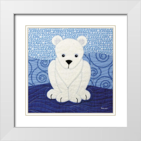 Polar Bear White Modern Wood Framed Art Print with Double Matting by White, Betz