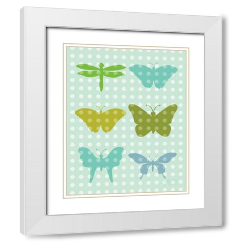 Butterflies I White Modern Wood Framed Art Print with Double Matting by Young, Patty