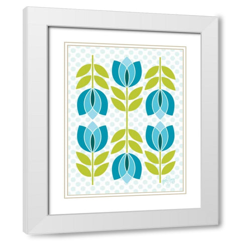 Mod Tulips IV White Modern Wood Framed Art Print with Double Matting by Young, Patty