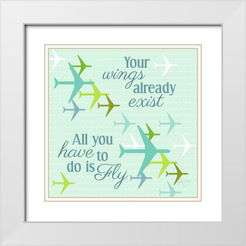 Fly I White Modern Wood Framed Art Print with Double Matting by Young, Patty