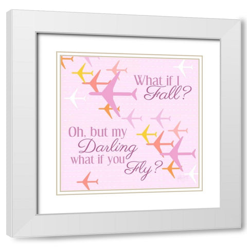 Fly II White Modern Wood Framed Art Print with Double Matting by Young, Patty