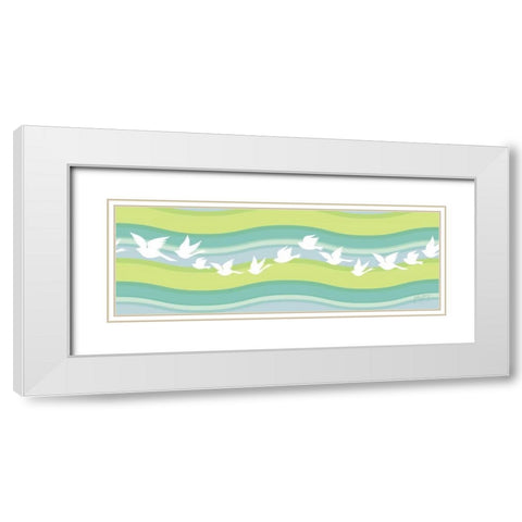 Migration I White Modern Wood Framed Art Print with Double Matting by Young, Patty