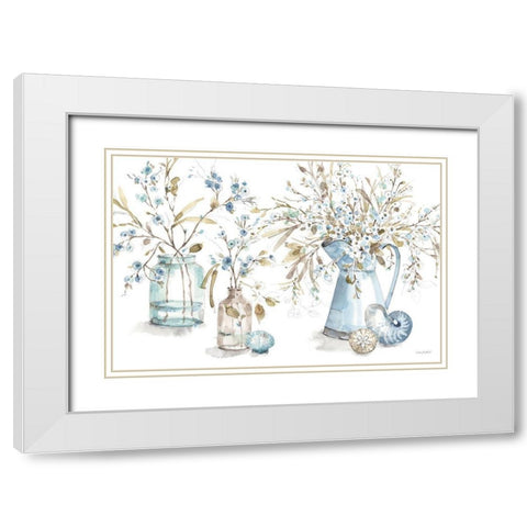 Blue Escape Coastal 01 White Modern Wood Framed Art Print with Double Matting by Audit, Lisa