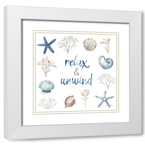 Blue Escape Coastal 09 White Modern Wood Framed Art Print with Double Matting by Audit, Lisa