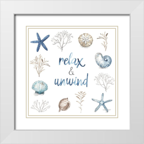 Blue Escape Coastal 09 White Modern Wood Framed Art Print with Double Matting by Audit, Lisa