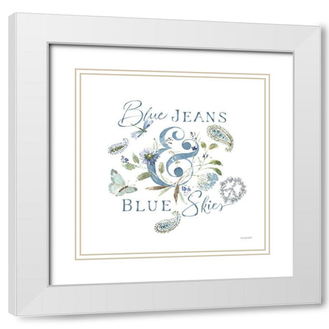 Blue Jeans And Blue Skies 01 White Modern Wood Framed Art Print with Double Matting by Audit, Lisa