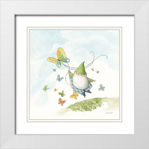 Everyday Gnomes III-Butterfly White Modern Wood Framed Art Print with Double Matting by Audit, Lisa