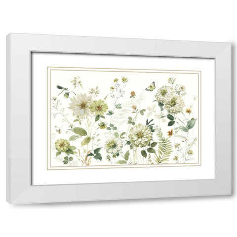 Green Fields I White Modern Wood Framed Art Print with Double Matting by Audit, Lisa