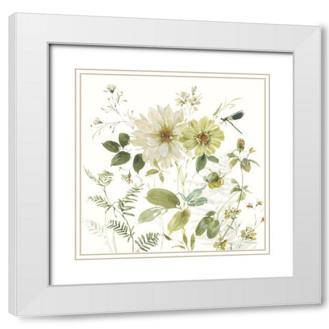 Green Fields IV White Modern Wood Framed Art Print with Double Matting by Audit, Lisa