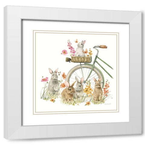 Hop on Spring XVII White Modern Wood Framed Art Print with Double Matting by Audit, Lisa