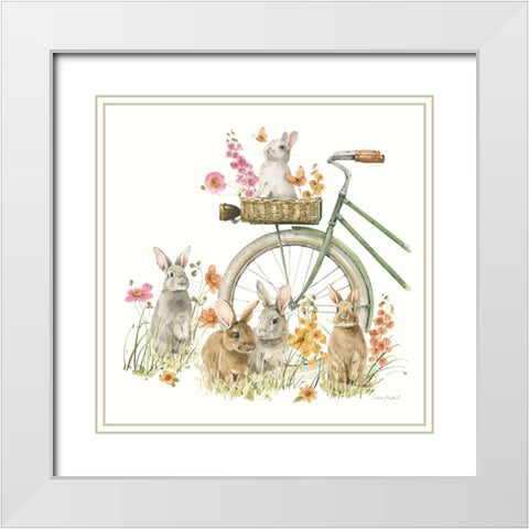 Hop on Spring XVII White Modern Wood Framed Art Print with Double Matting by Audit, Lisa