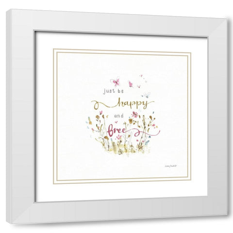 Butterflies And Wildflowers White Modern Wood Framed Art Print with Double Matting by Audit, Lisa