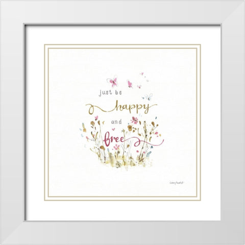Butterflies And Wildflowers White Modern Wood Framed Art Print with Double Matting by Audit, Lisa