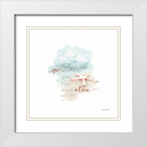 Starfish on the Sand White Modern Wood Framed Art Print with Double Matting by Audit, Lisa