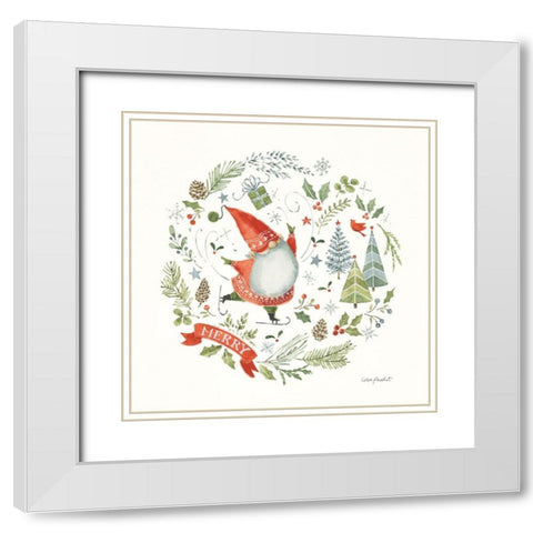 Jolly Gnomes IV White Modern Wood Framed Art Print with Double Matting by Audit, Lisa