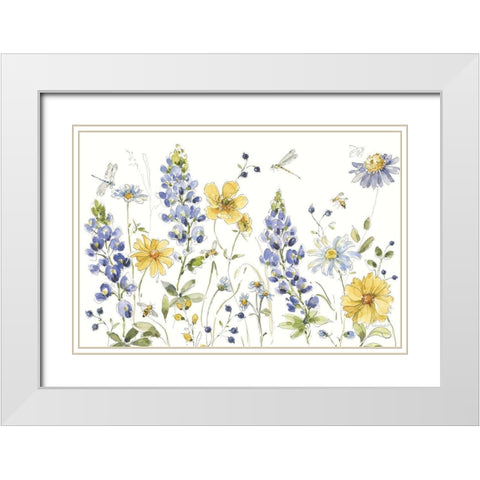 Lovely Blues I White Modern Wood Framed Art Print with Double Matting by Audit, Lisa