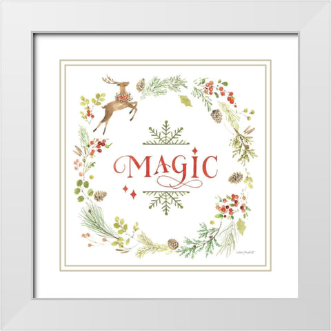 Merry And Bright 06 White Modern Wood Framed Art Print with Double Matting by Audit, Lisa