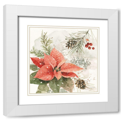 Poinsettia Village II White Modern Wood Framed Art Print with Double Matting by Audit, Lisa