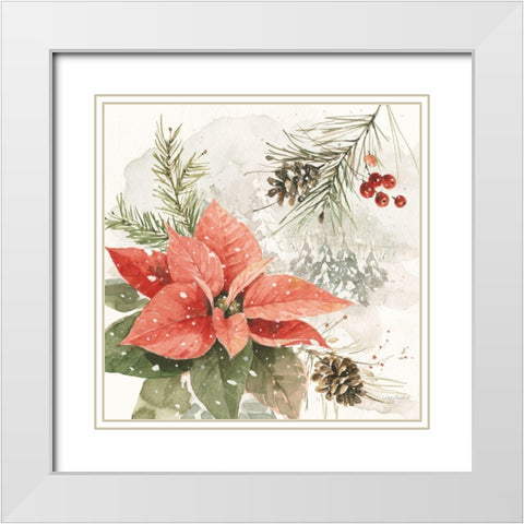 Poinsettia Village II White Modern Wood Framed Art Print with Double Matting by Audit, Lisa