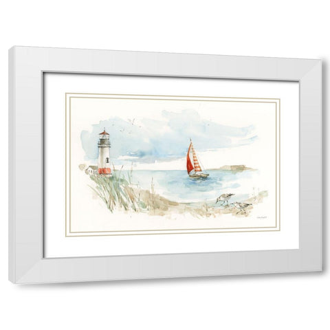 Seaside Journey I White Modern Wood Framed Art Print with Double Matting by Audit, Lisa