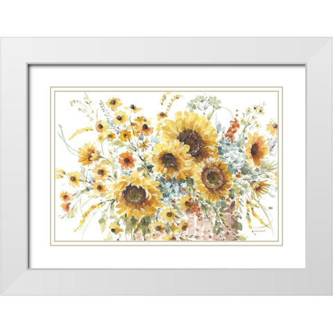 Sunflowers Forever 01 White Modern Wood Framed Art Print with Double Matting by Audit, Lisa
