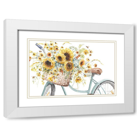 Sunflowers Forever 02 White Modern Wood Framed Art Print with Double Matting by Audit, Lisa