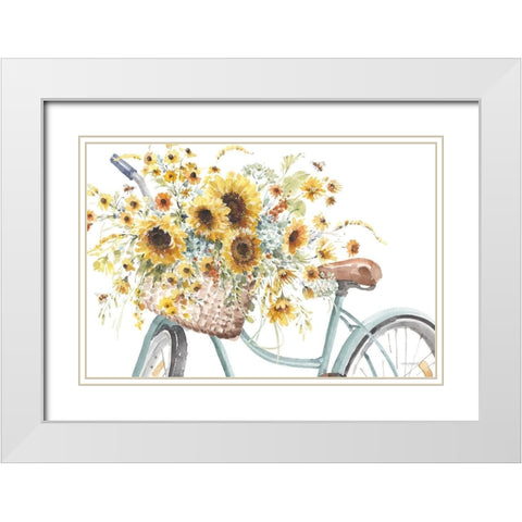 Sunflowers Forever 02 White Modern Wood Framed Art Print with Double Matting by Audit, Lisa