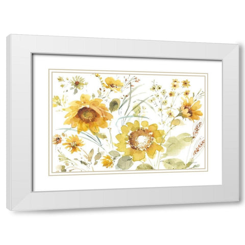 Sunflowers Forever 03 White Modern Wood Framed Art Print with Double Matting by Audit, Lisa