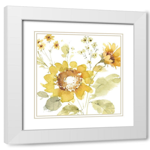 Sunflowers Forever 04 White Modern Wood Framed Art Print with Double Matting by Audit, Lisa