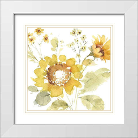 Sunflowers Forever 04 White Modern Wood Framed Art Print with Double Matting by Audit, Lisa