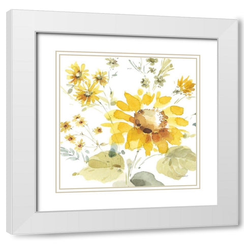 Sunflowers Forever 05 White Modern Wood Framed Art Print with Double Matting by Audit, Lisa