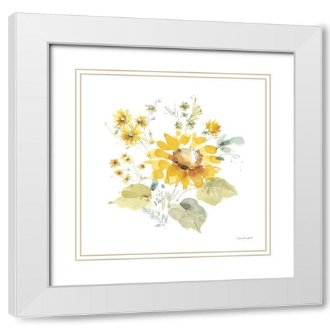 Sunflowers Forever 07 White Modern Wood Framed Art Print with Double Matting by Audit, Lisa